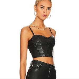 CAMI NYC Elloise Faux Leather Bustier Top in Black size 8 NWT
